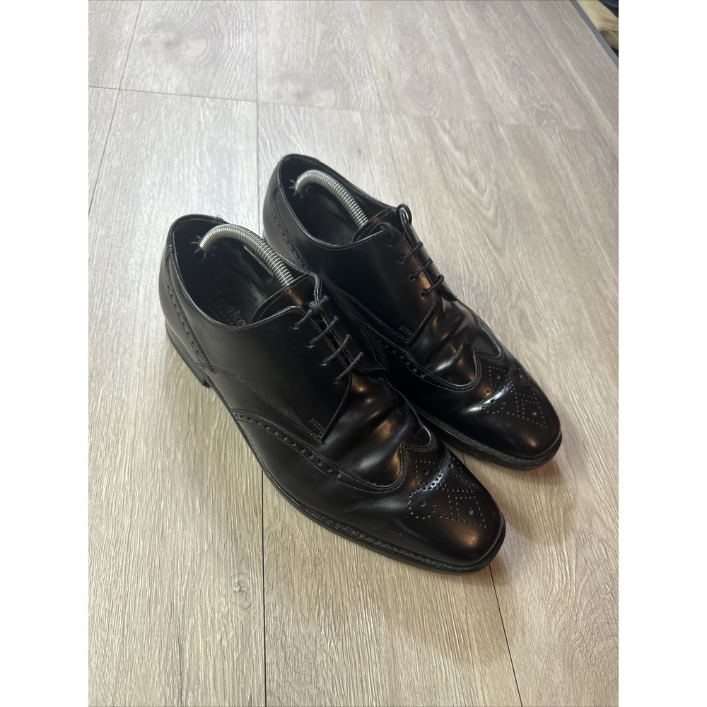 Loake Men's Bogart Black Leather Wingtip Oxford Shoes Size UK 9 /US 10.5 England